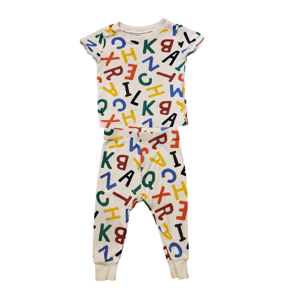 Colorful Alphabet Print Kids Pajama Set